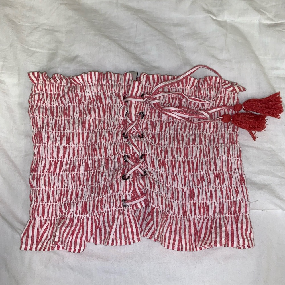 🔥🔥American Eagle Lace Up Striped Tube Top